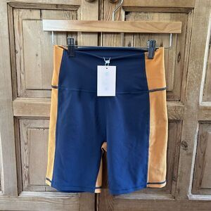 NWT Wilo The Label Small Athletic Biker Shorts Blue Orange 6" Cycling‎ Workout